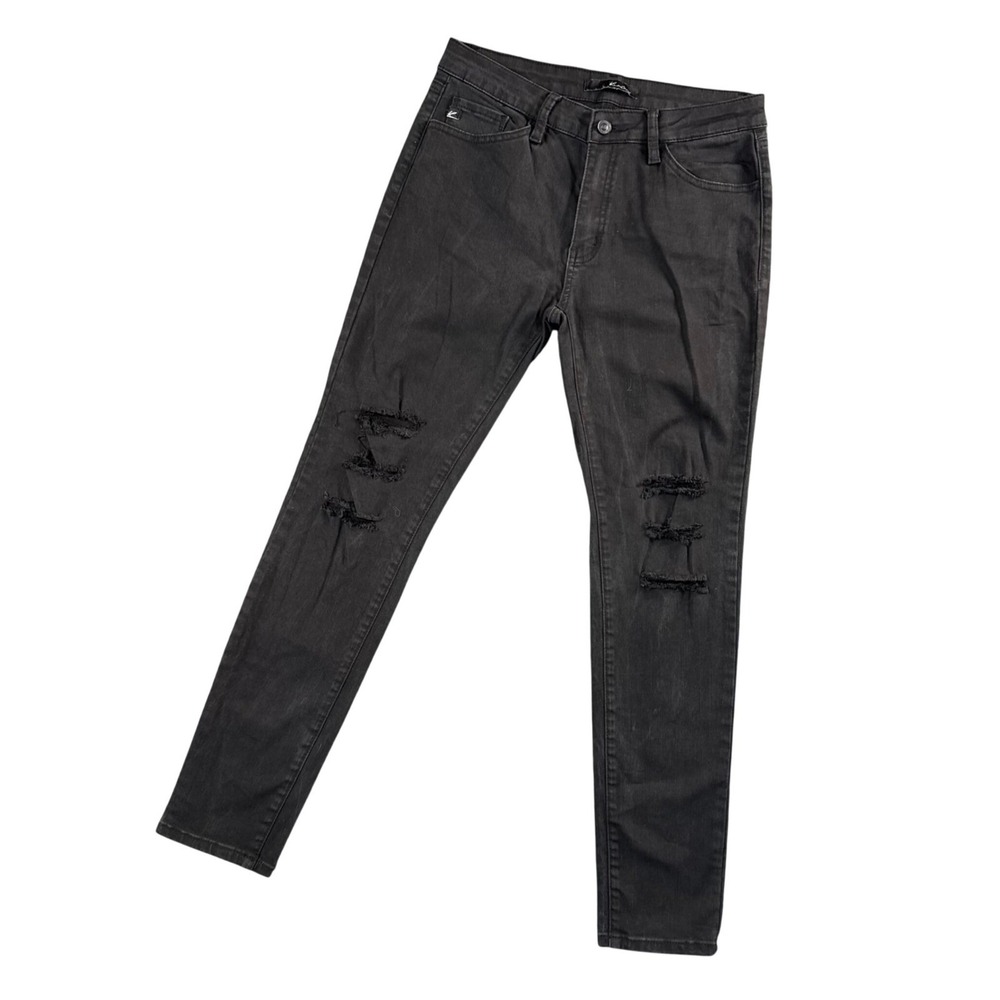 Kancan Black Distressed Skinny Jeans Women's Size 30 Mid Rise‎ Stretch